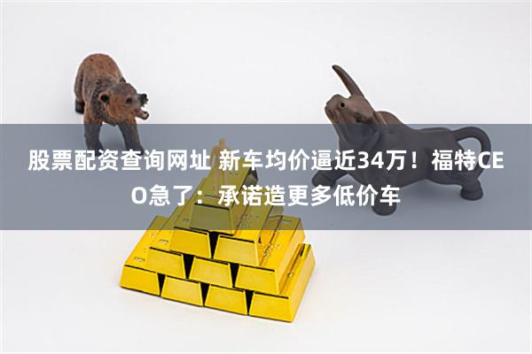 股票配资查询网址 新车均价逼近34万！福特CEO急了：承诺造更多低价车